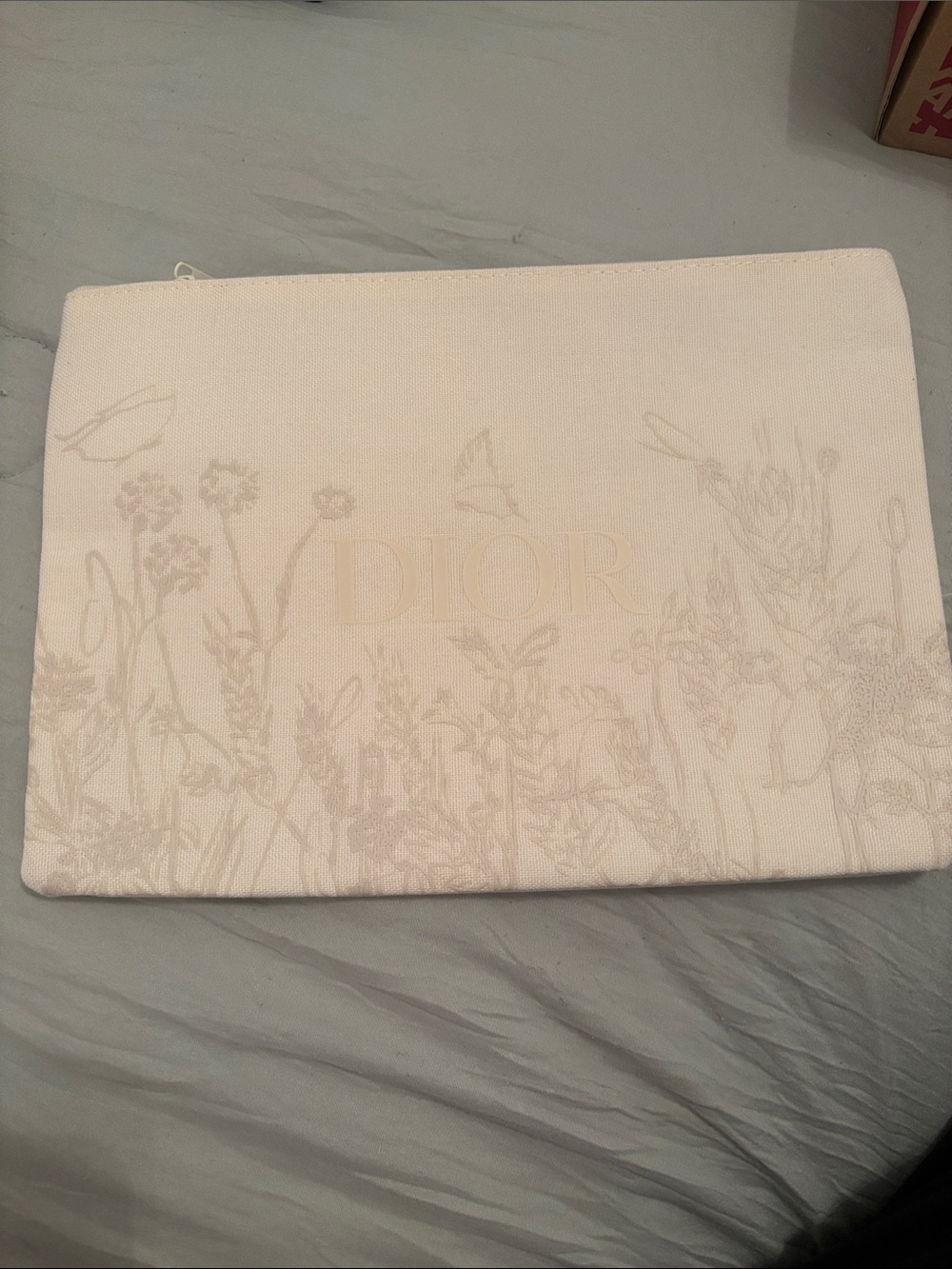 Dior Cream Floral Canvas Pouch